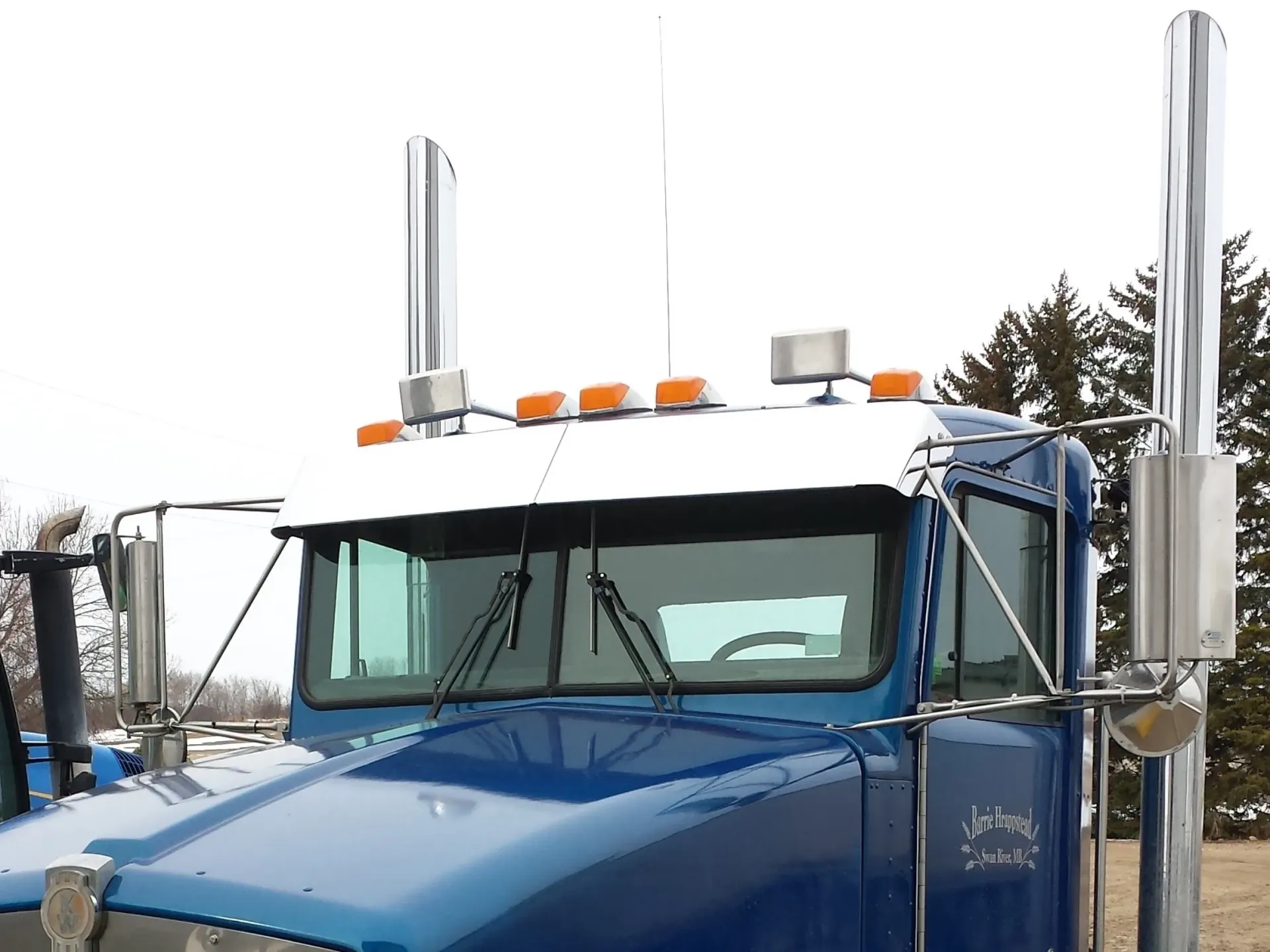 [SLI003911] Kenworth Blind Mount Flat Glass Straight Visors - Old Style Mirror Mounting (10")