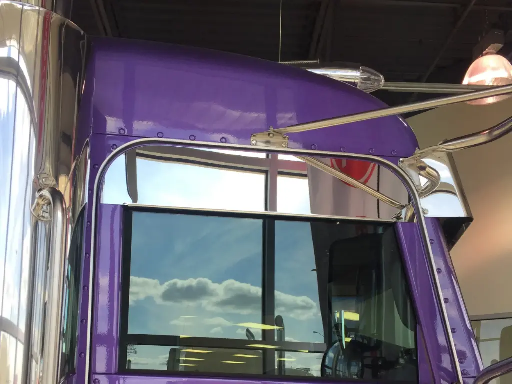 [SLI001814] Peterbilt Straight Door Visors - Mirror Stainless (3")
