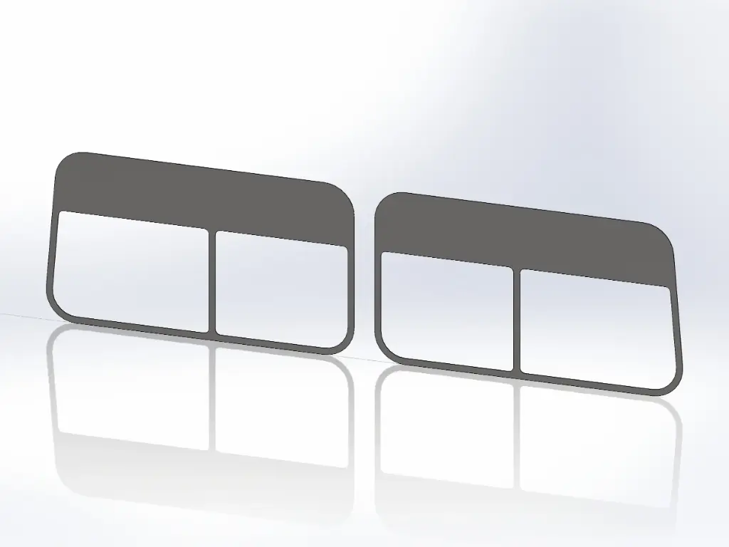 [SLI001940] Peterbilt 70" (78") Sleeper Window Surround and Visors - Paintable Aluminum (3")