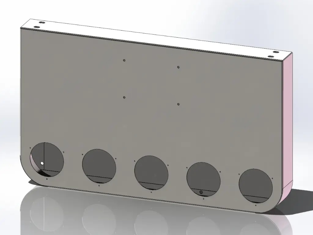 [SLI002610] Rear Tail Light Panel Bumper Boxes - 34" x 20" x 3.5" | Paintable Aluminum (4 - 4" Light Holes, No License Plate Holes, Square Corners)